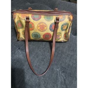 Dooney & Bourke Vintage Medallion Signature Coated Canvas Small Barrel Bag Y2K